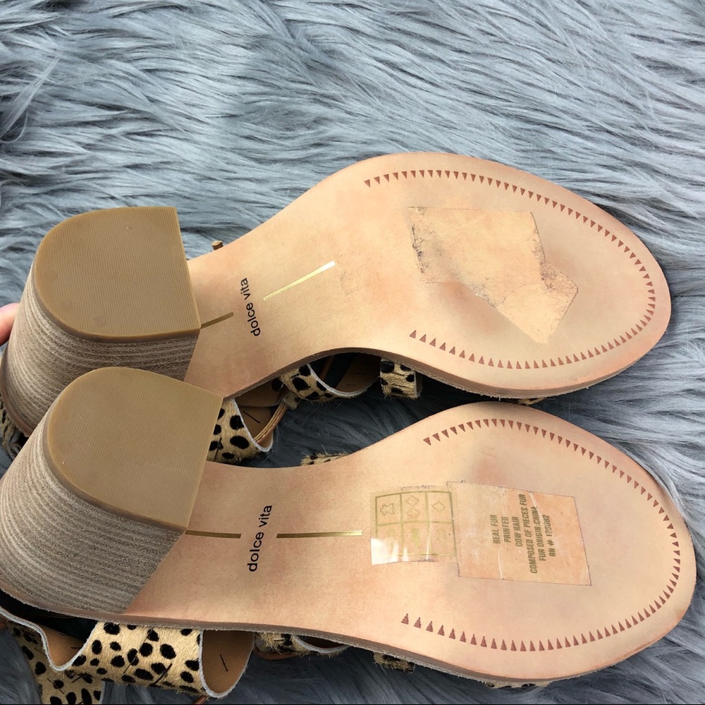 Dolce Vita Lyndon Calf Hair Lace Up Heeled Sandals - Picture 6 of 7